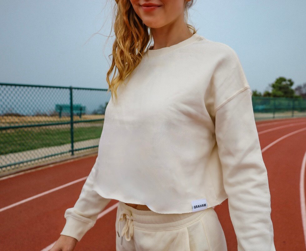 Womens Bone White Crop Long Sleeve