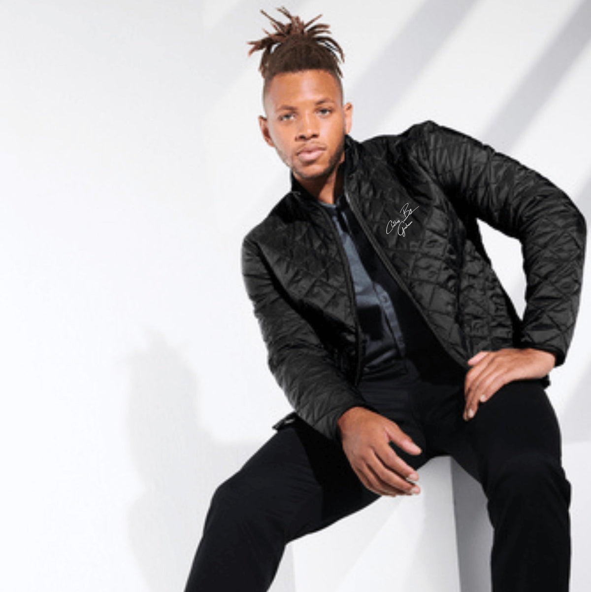 Mens Quilted Black Full-Zip Jacket