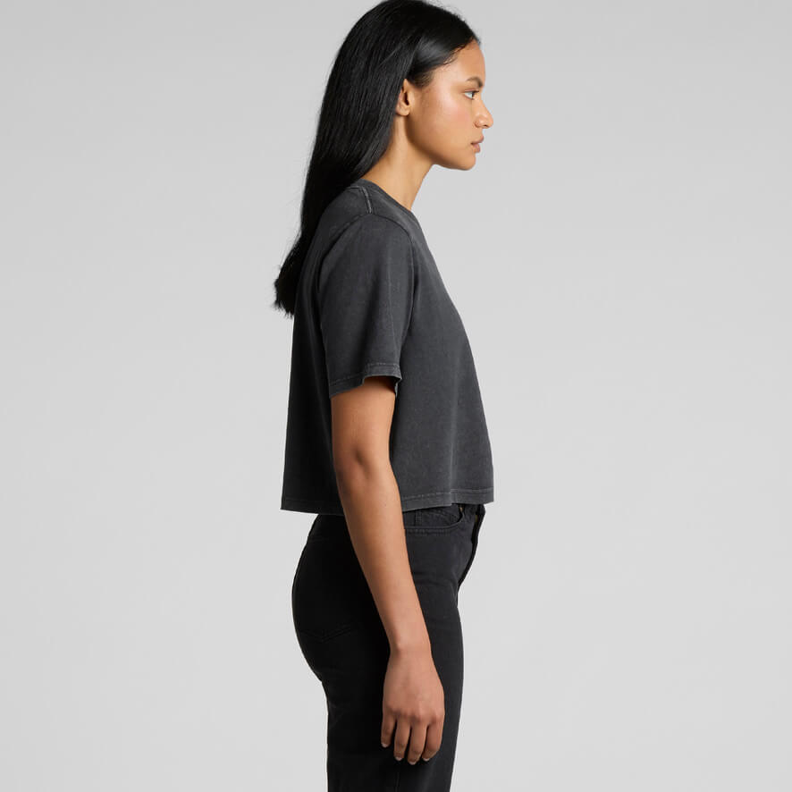 Womens Stone Wash Heavy Crop Tee