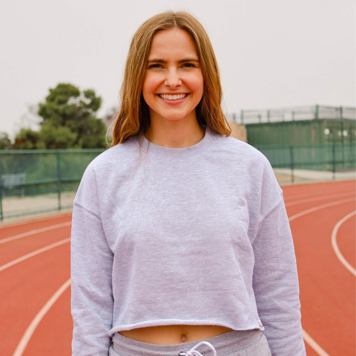 Womens Heather Grey Crop Longsleeve