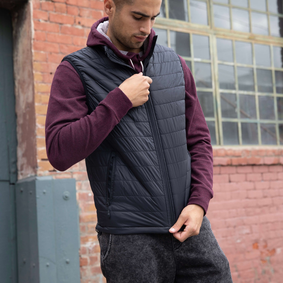 Mens Black Puffer Vest