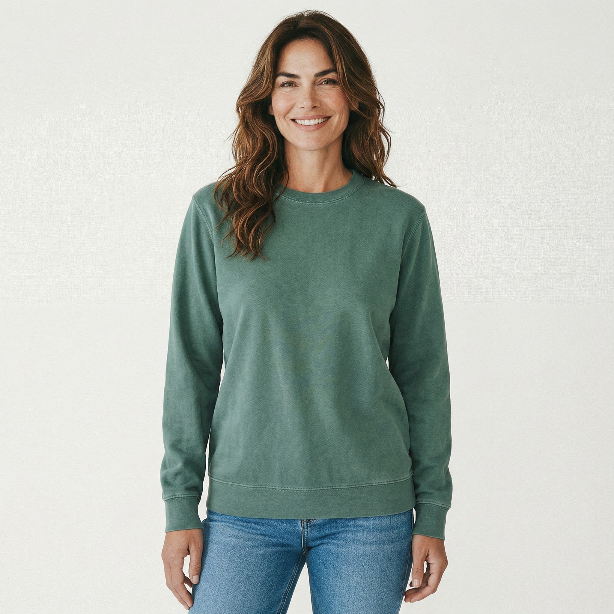Women's Green Crew Neck Sweatshirt | USA Made Premium Athleisure