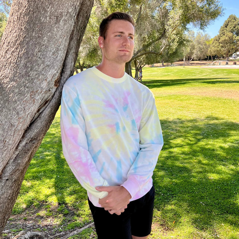 mens tie dye crew neck sweatshirt