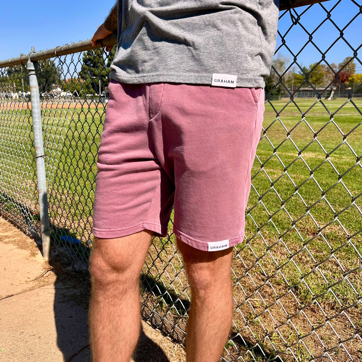 Mens maroon sweat shorts