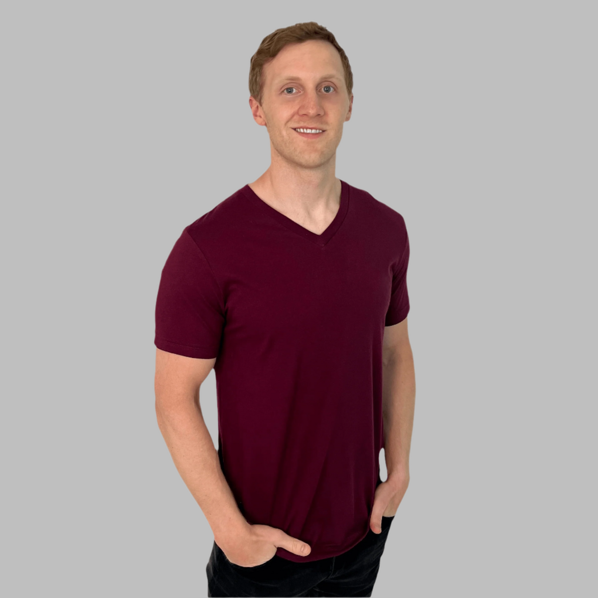 mens maroon v-neck t-shirt