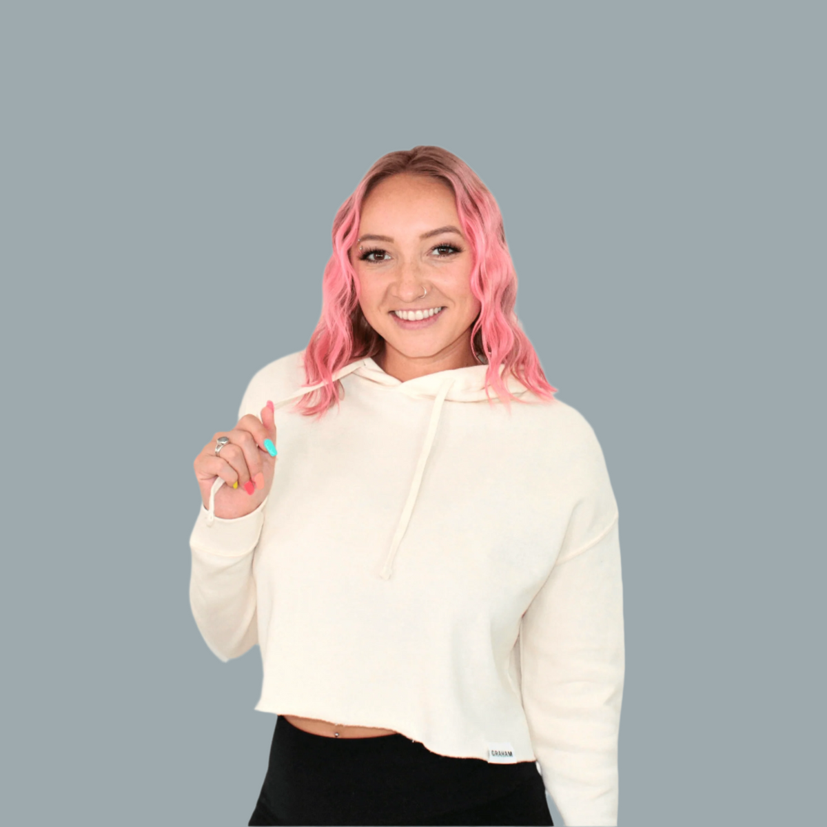 womens white crop hoodie