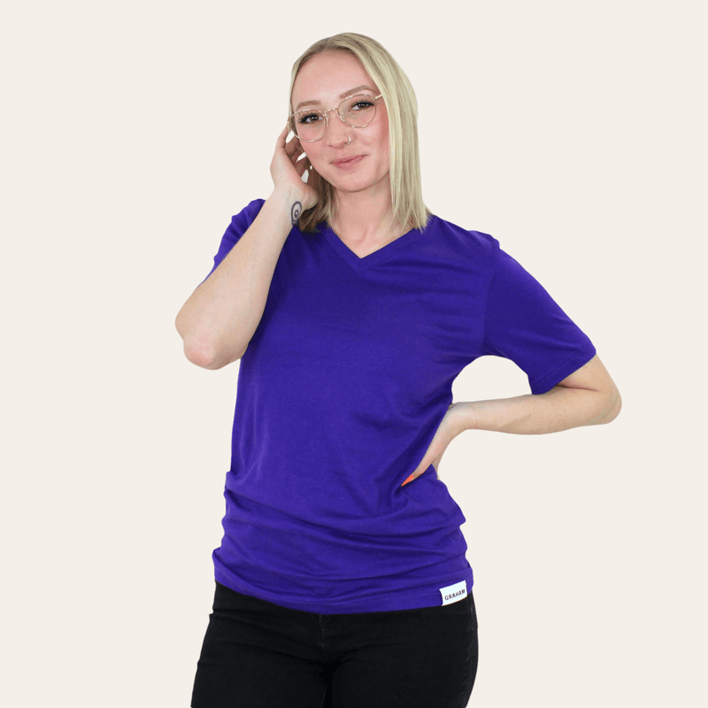 womens purple v-neck t-shirt