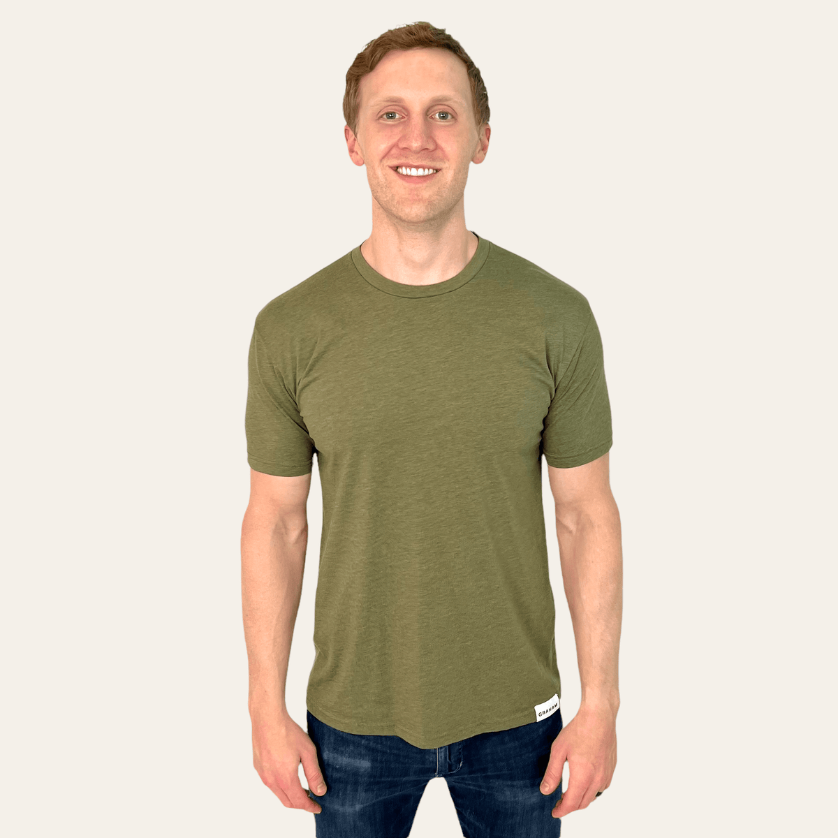 mens military green crew neck t-shirt