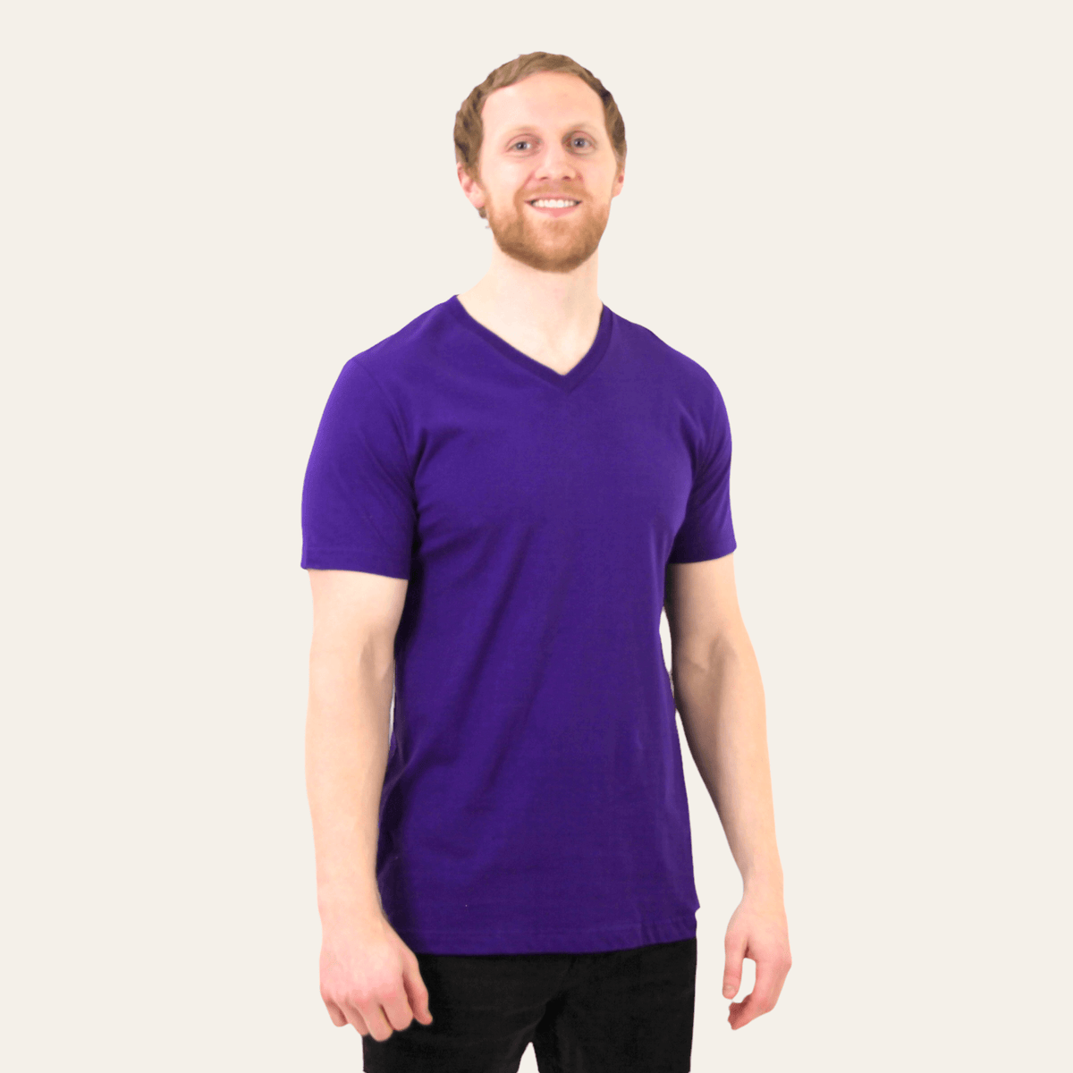 mens purple v-neck t-shirt