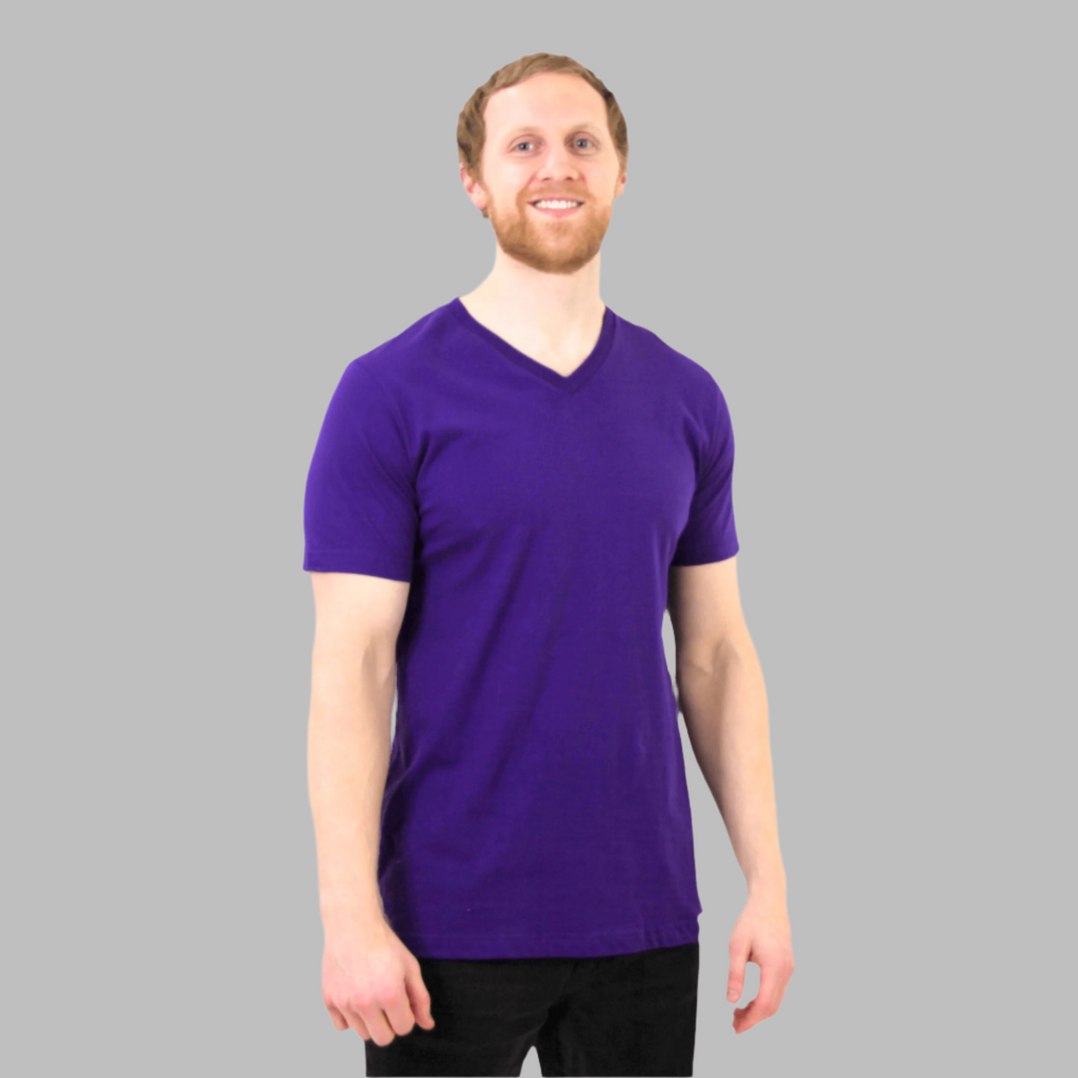 mens purple v-neck t-shirt