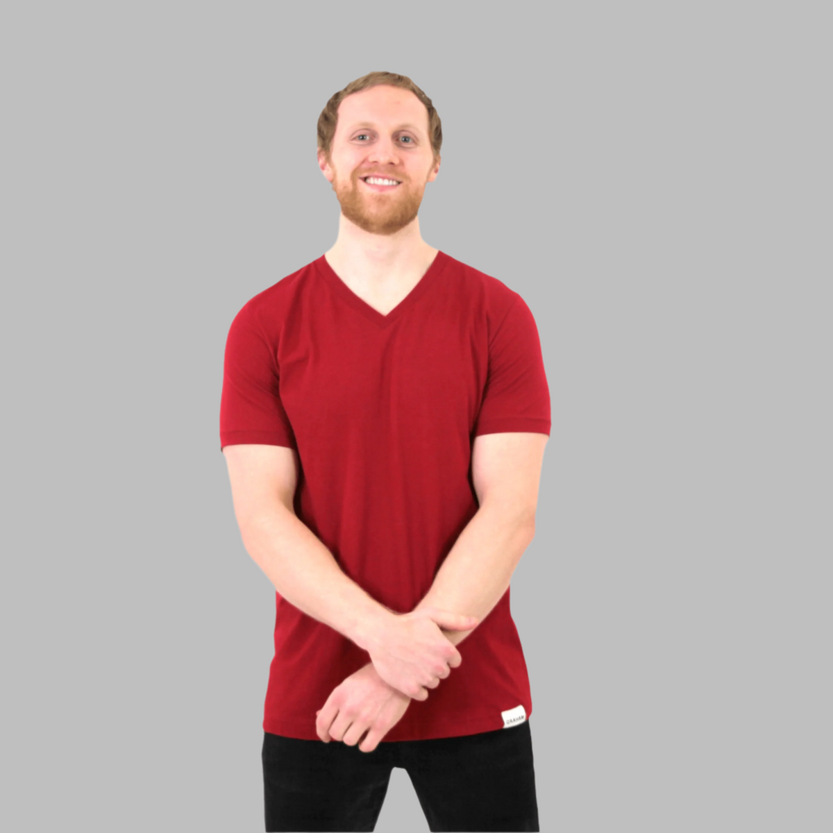 mens red v-neck t-shirt