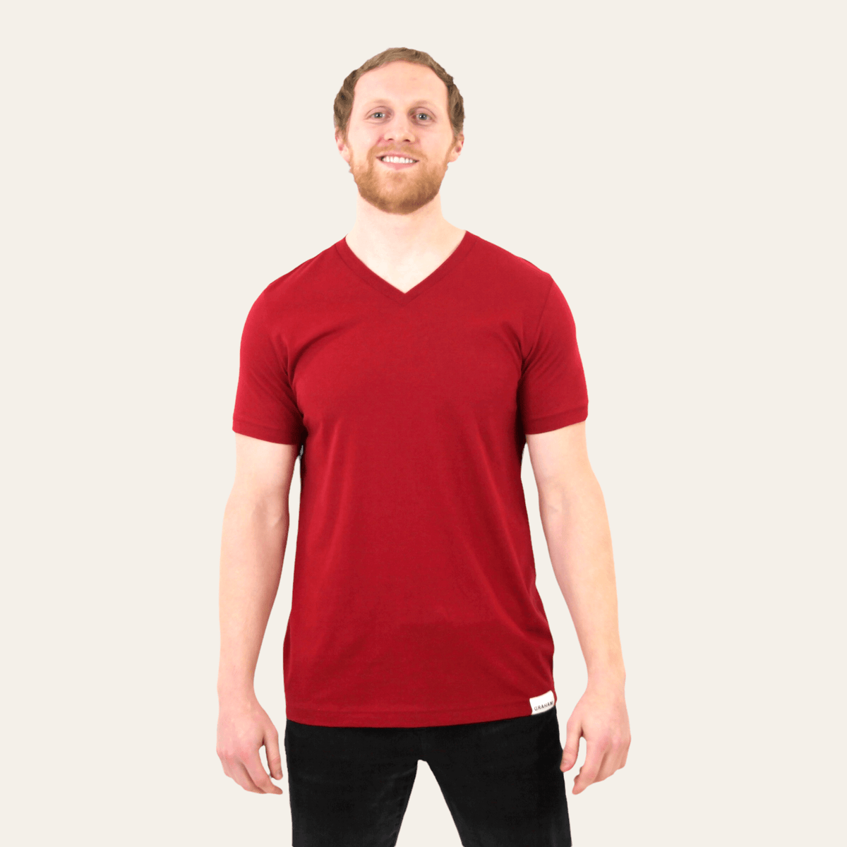 mens red v-neck t-shirt