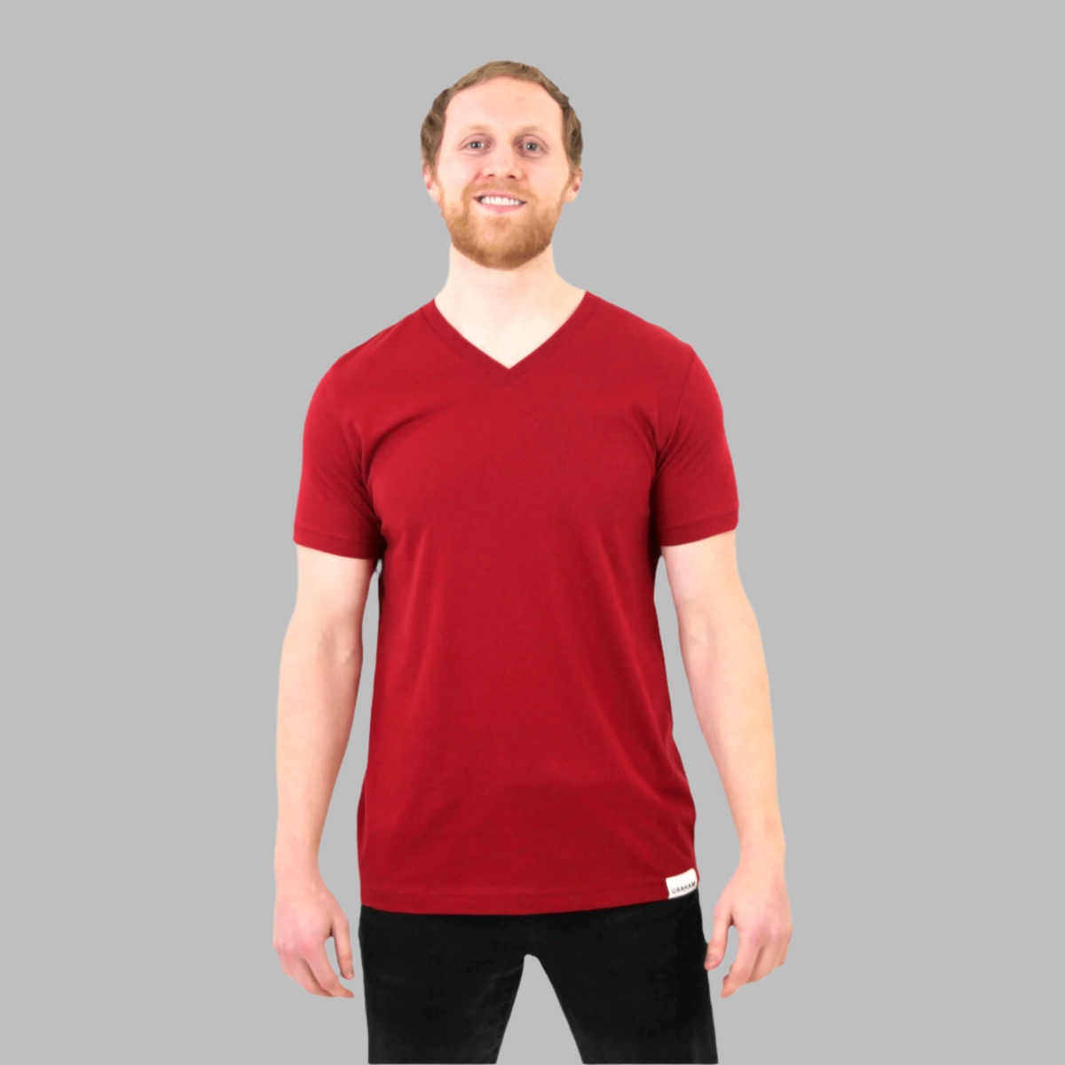 mens red v-neck t-shirt
