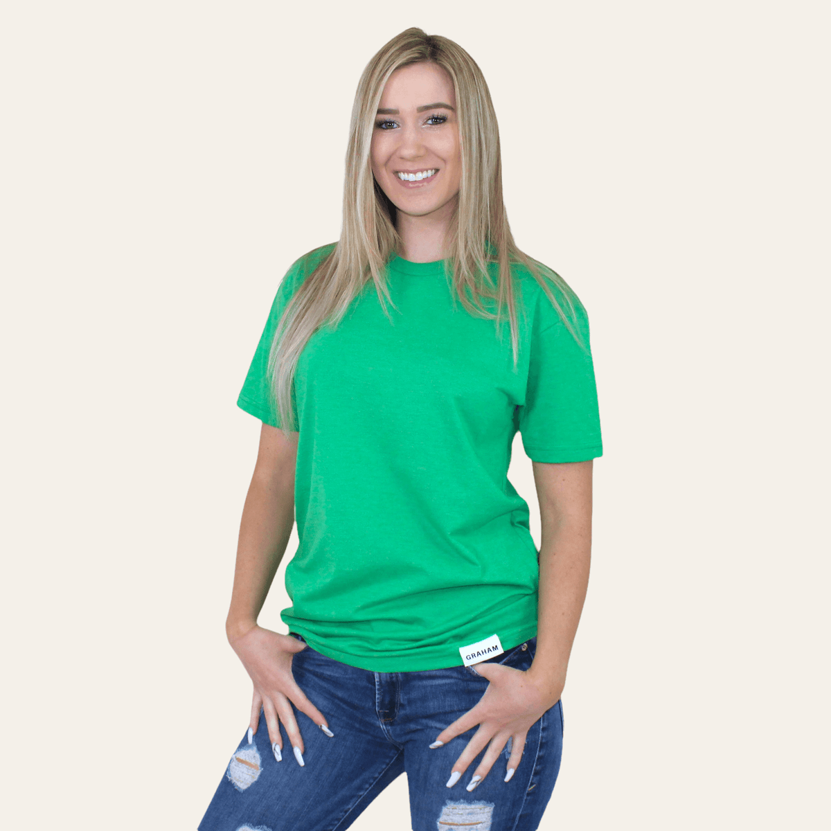 womens green crewneck t-shirt
