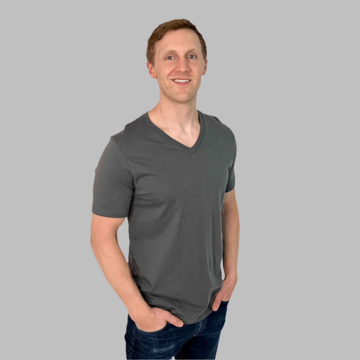 mens grey v-neck t-shirt