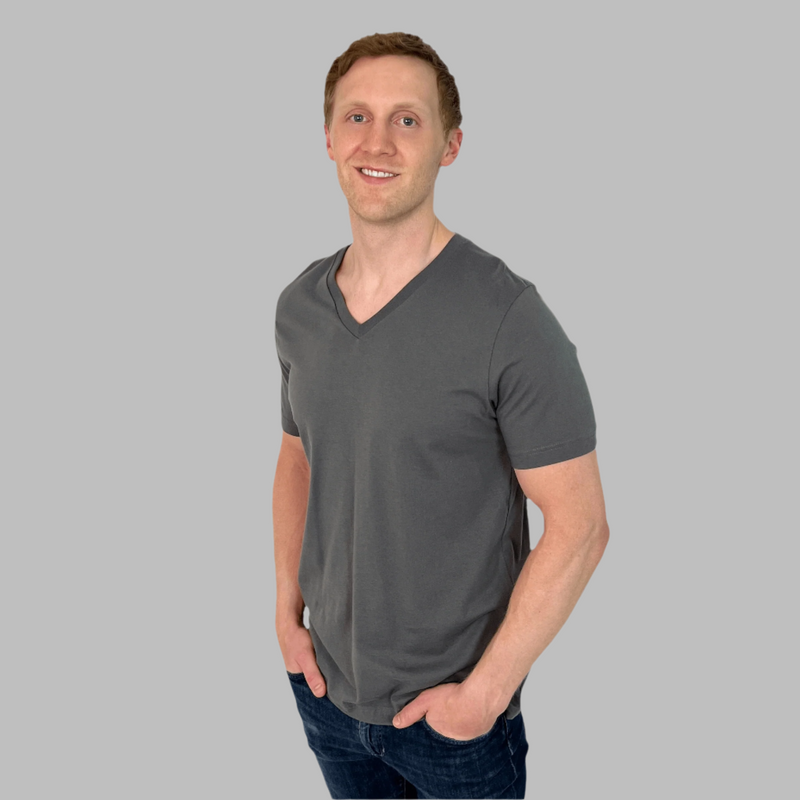 mens grey v-neck t-shirt