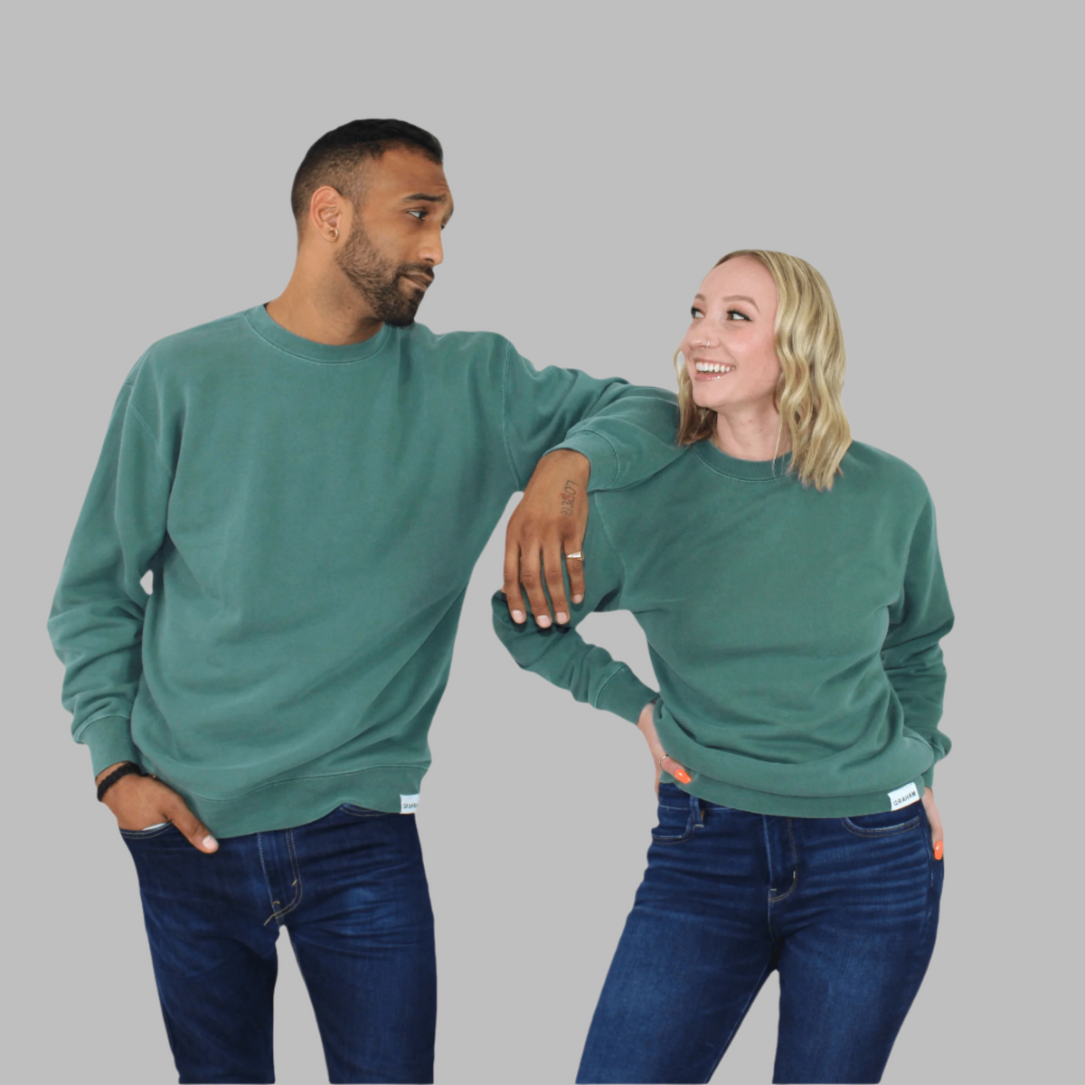 womens green crewneck sweatshirt