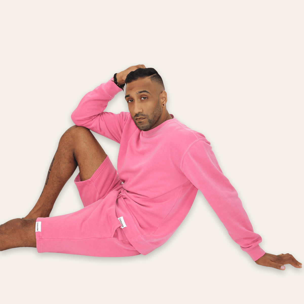 mens pink crew neck sweatshirt