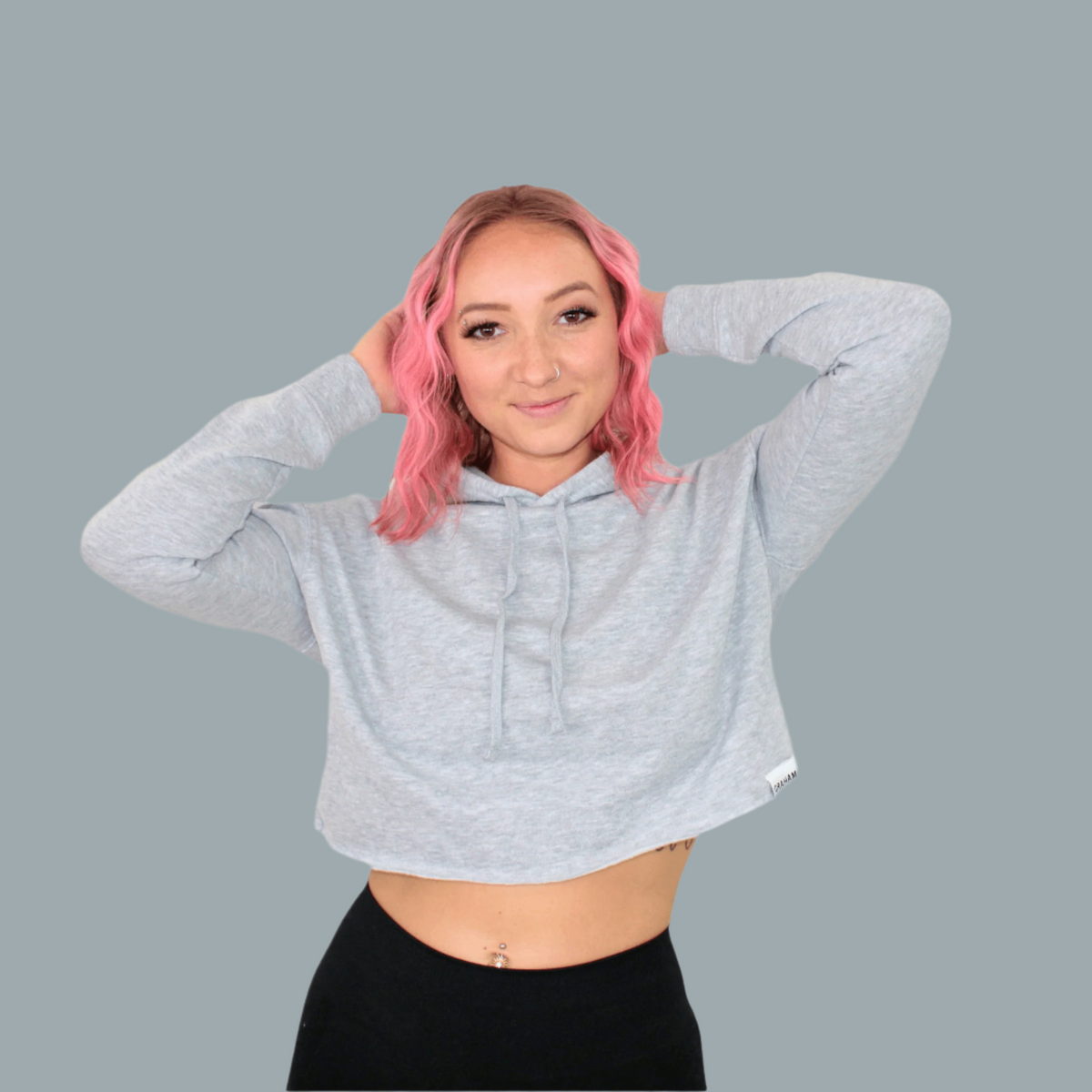 womens grey crop hoodie