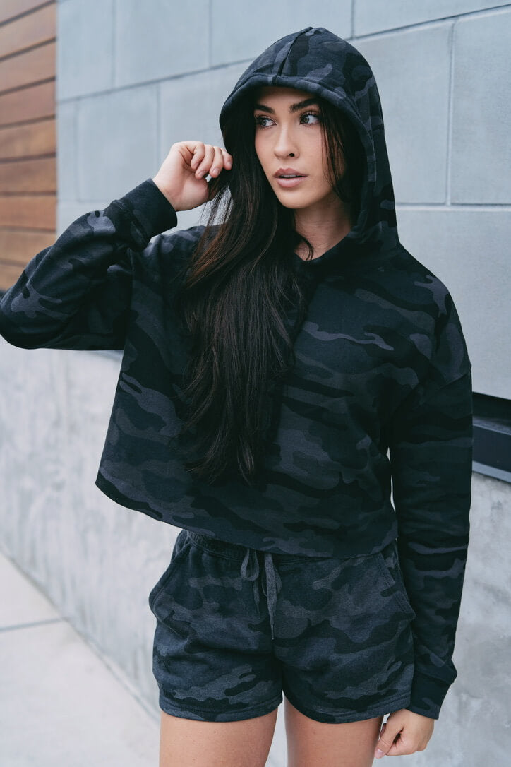 Womens Black Camo Shorts