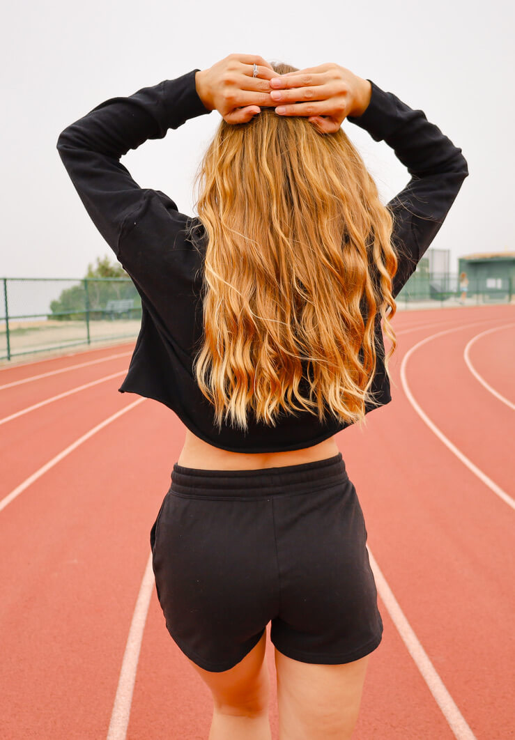 womens Black Crop Long Sleeve