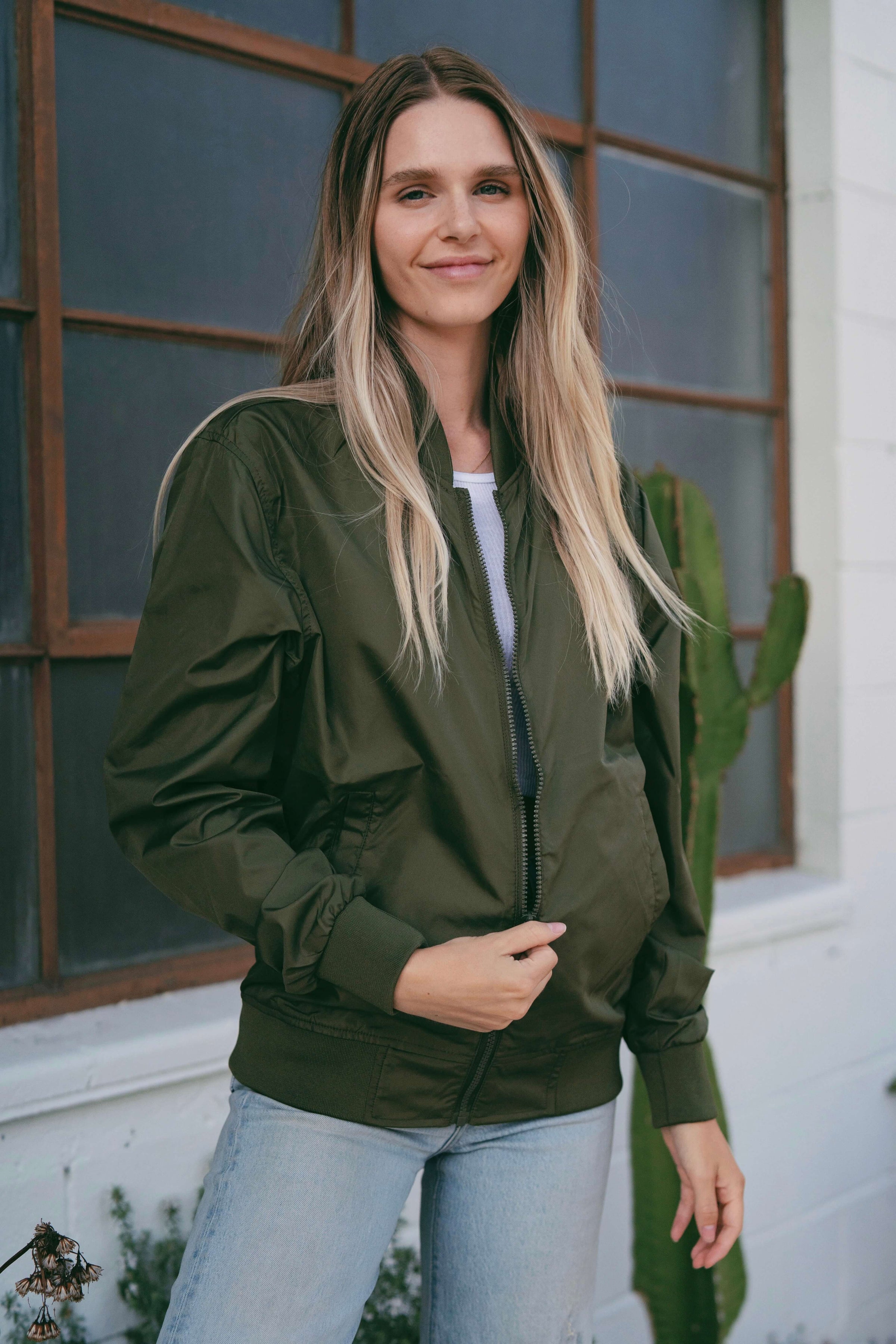 Green Ink Marble Women's Bomber Jacket