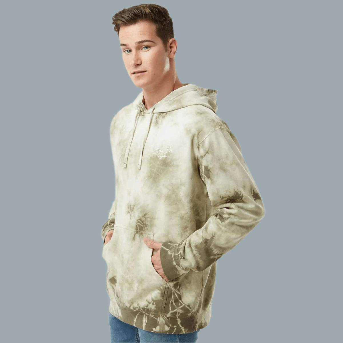 Mens Olive Tie Dye Hoodie