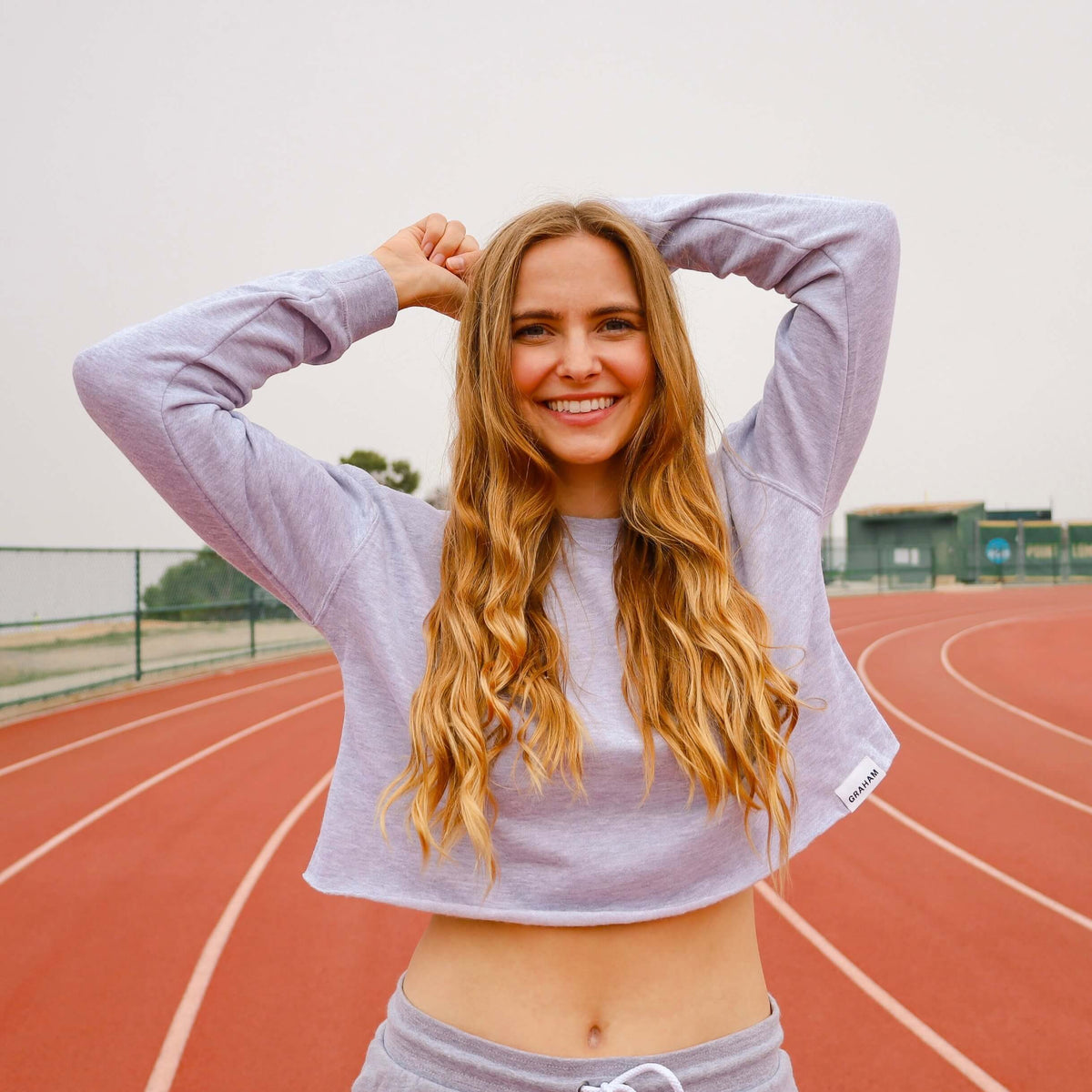 Womens Heather Grey Crop Longsleeve