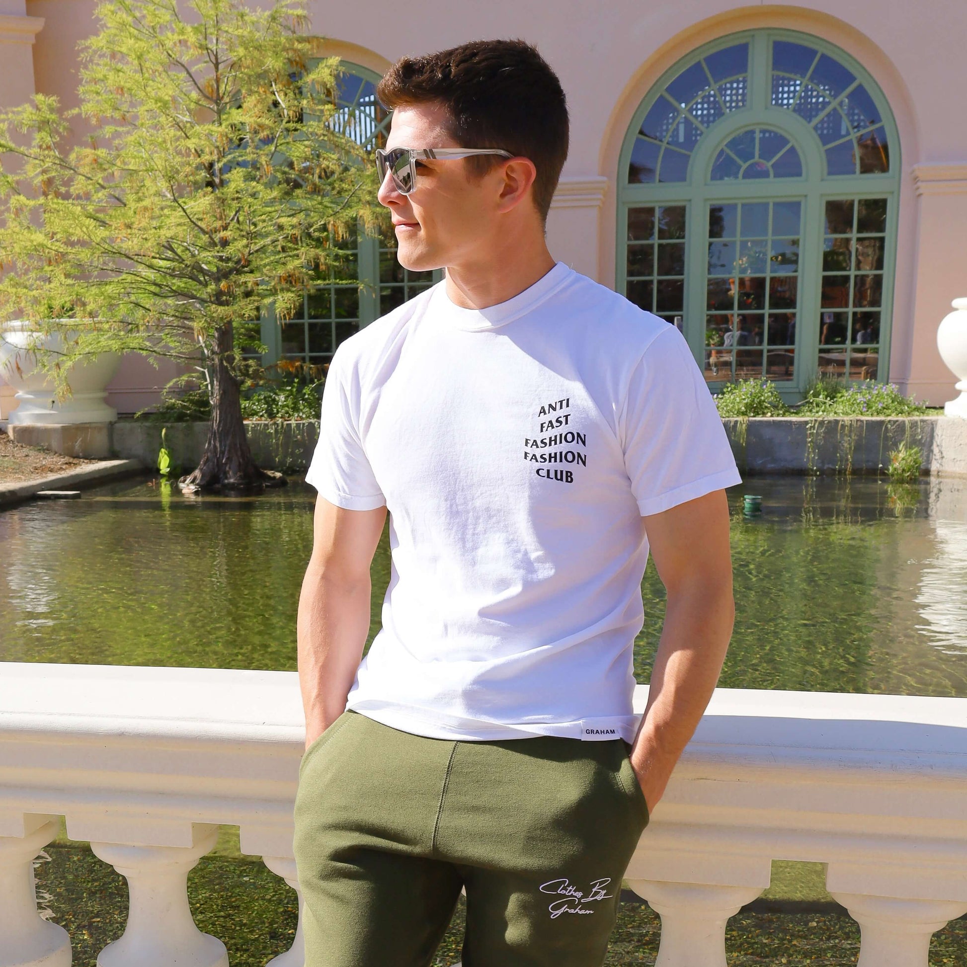 mens white anti fast fashion fashion club shirt