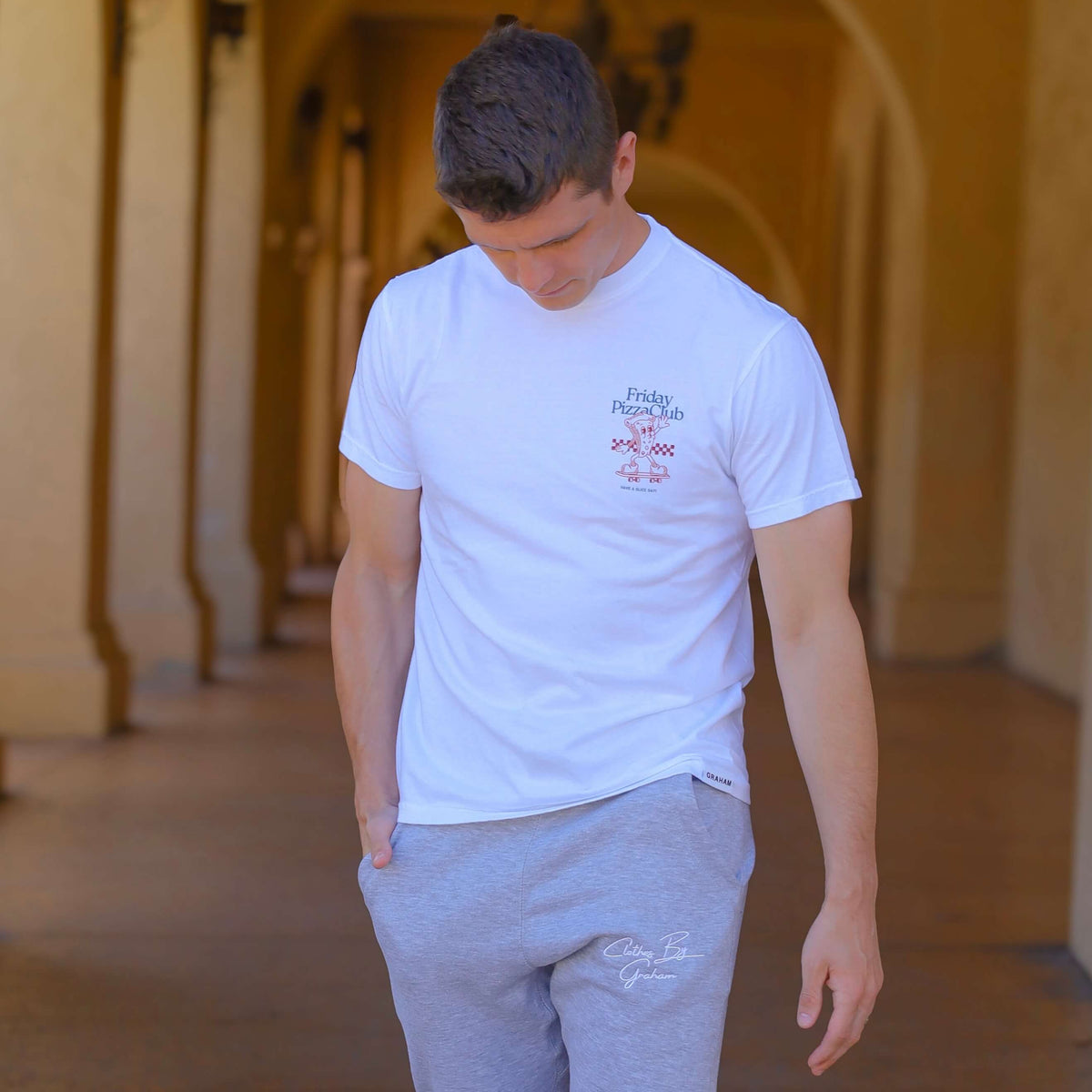 Mens Friday pizza club t shirt