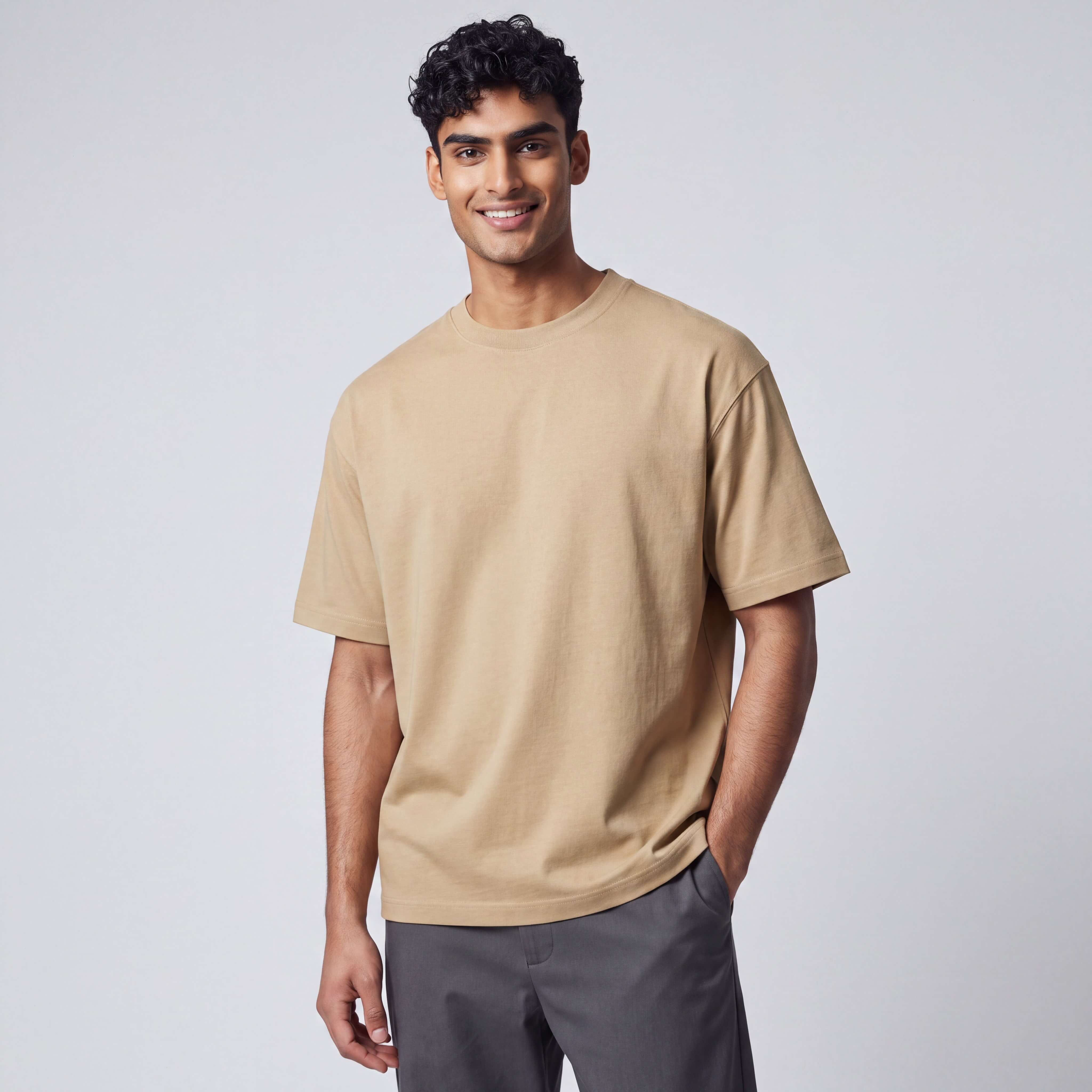 Mens Khaki Heavyweight Box Tee
