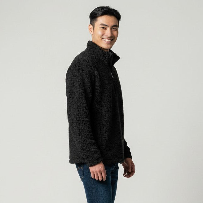 Mens black fuzzy quarter zip