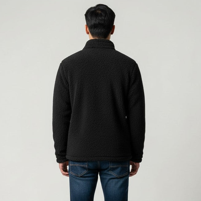 Mens black fuzzy quarter zip