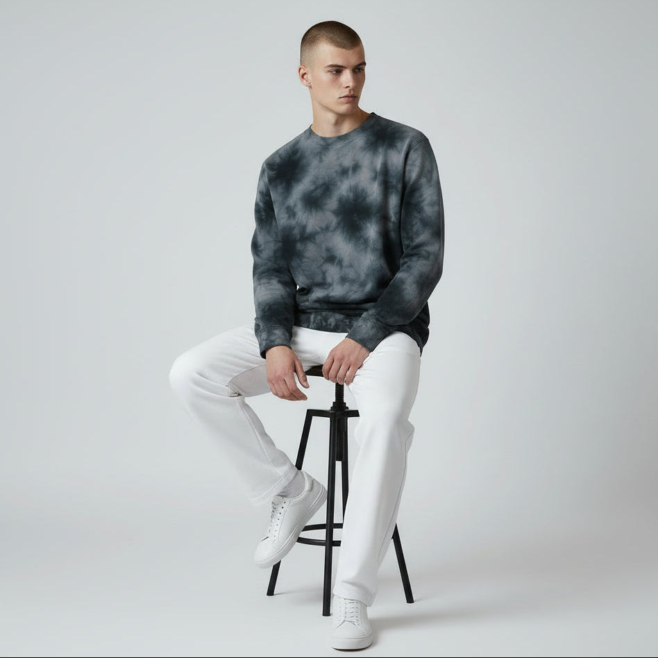 Mens cotton diamond dye long sleeve sweatshirt