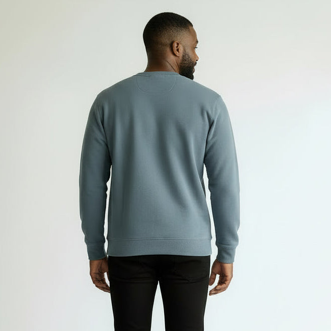 Mens cotton long sleeve blue sweatshirt