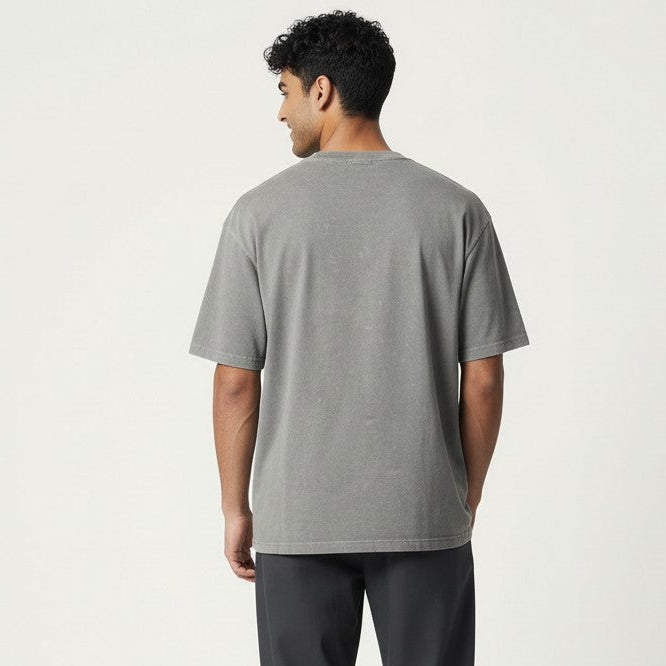 Mens grey stone wash tee