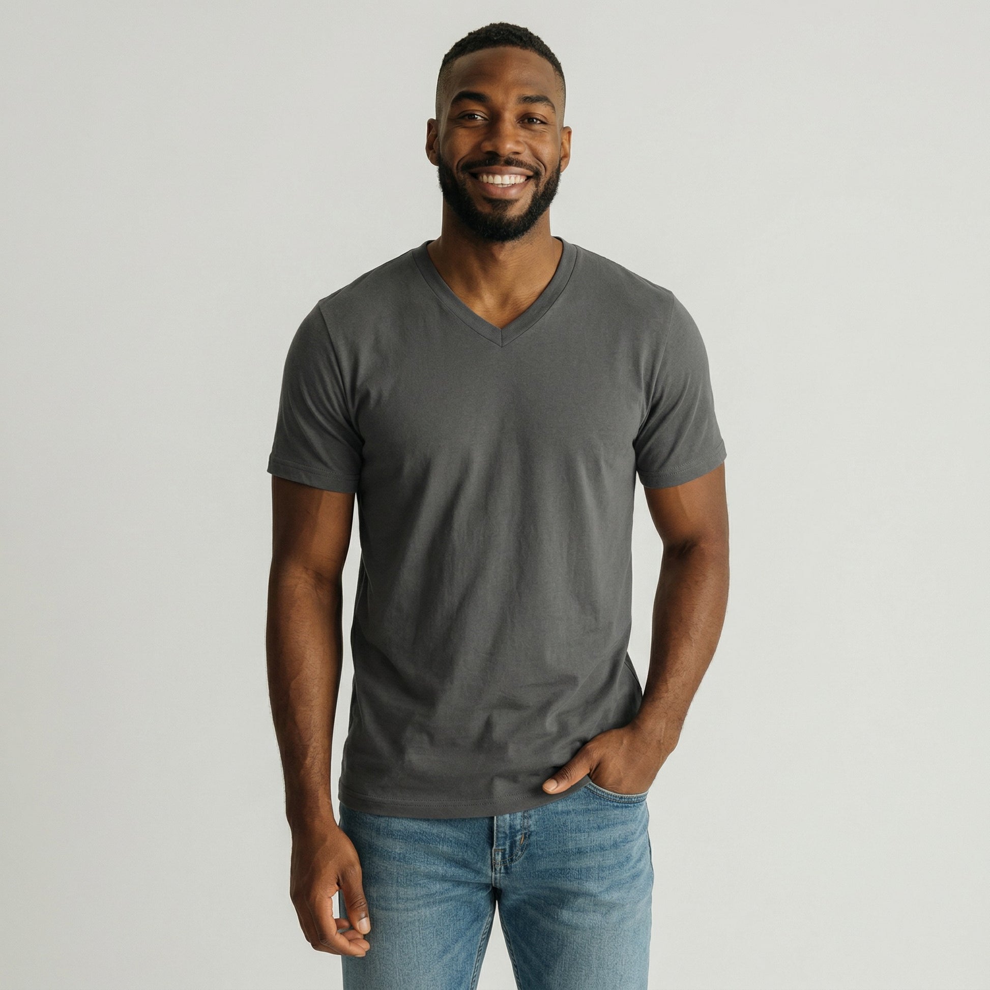 Mens grey v neck t shirt
