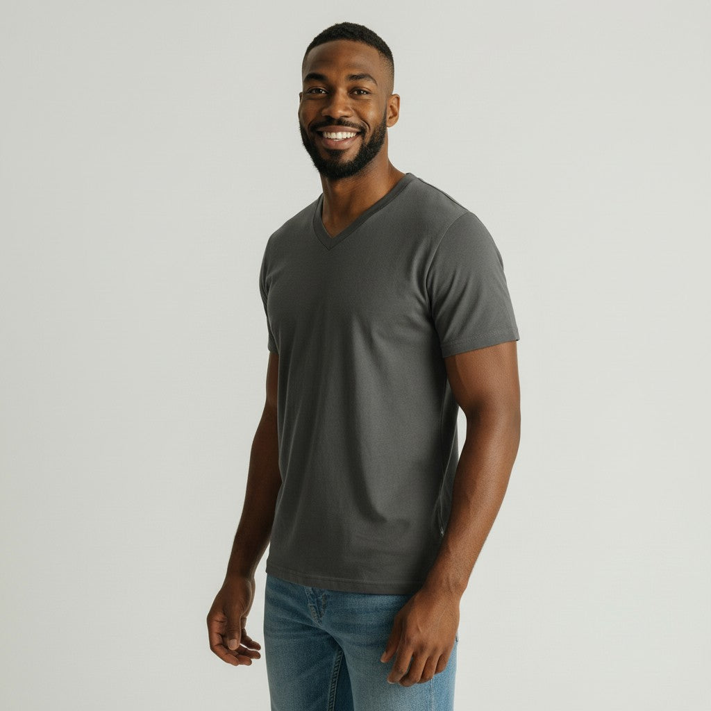 Mens grey v neck t shirt