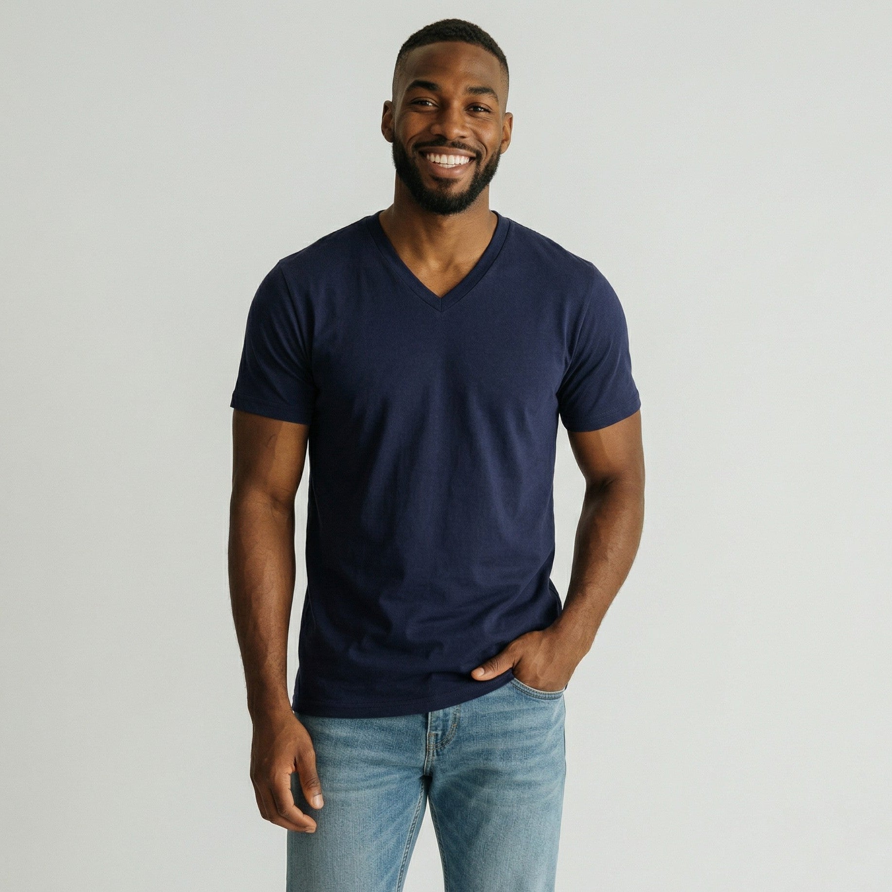 Mens navy v neck t shirt