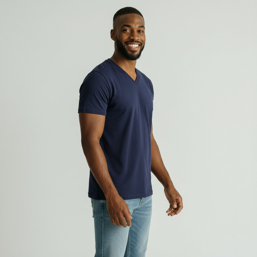 Mens navy v neck t shirt