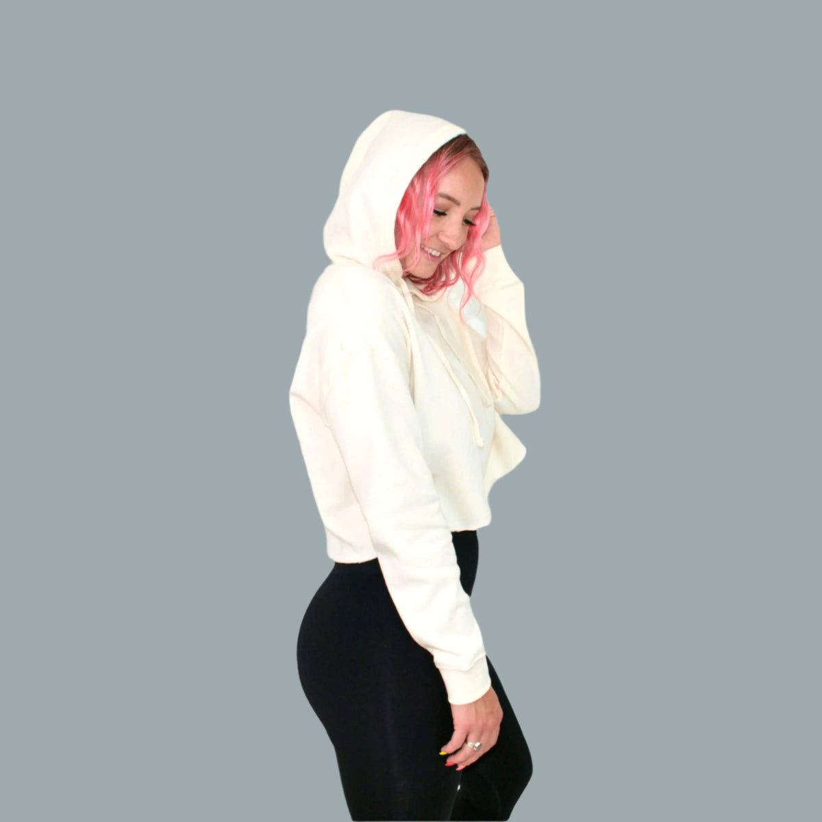 Women's White Crop Hoodie