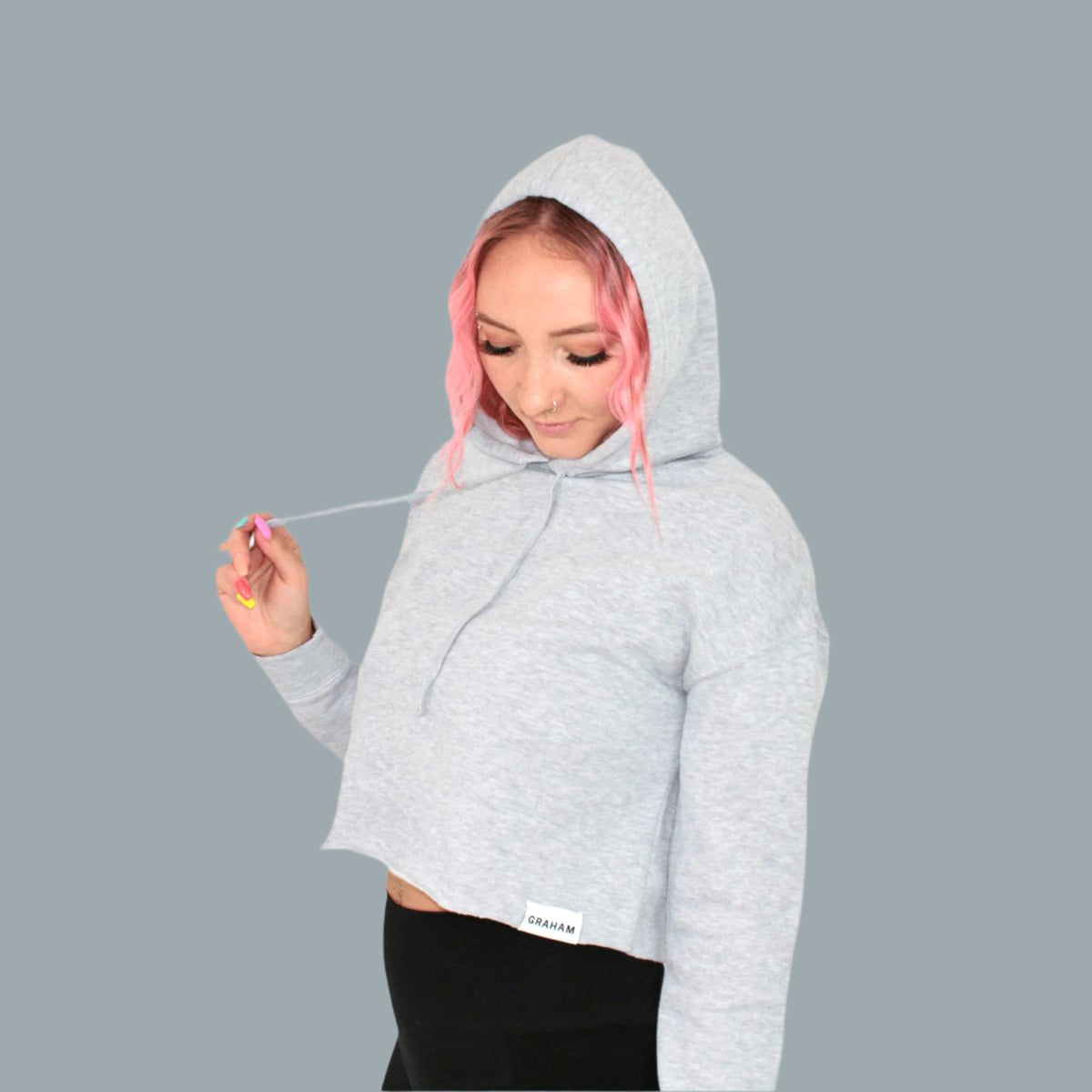 Women's Heather Grey Crop Hoodie