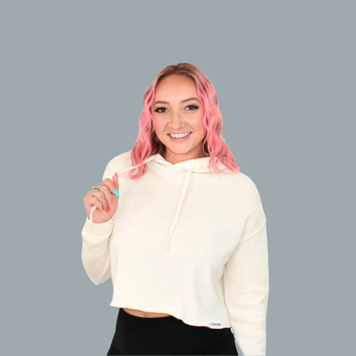 Women's White Crop Hoodie