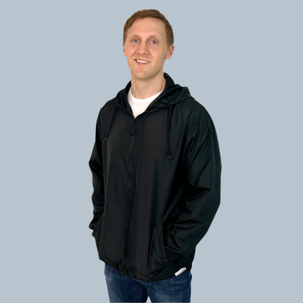 Mens Black Windbreaker