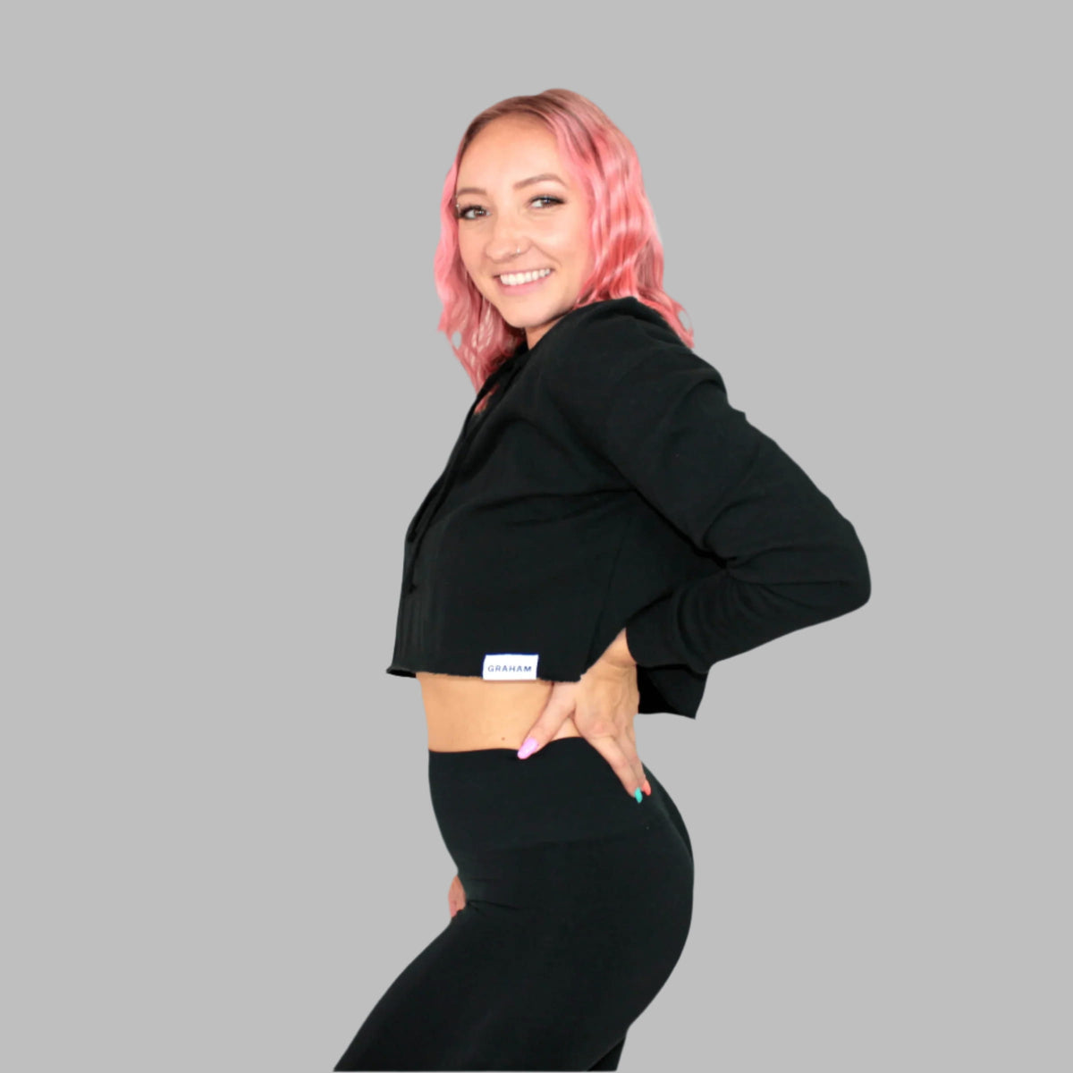 Womens Black Crop Hoodie