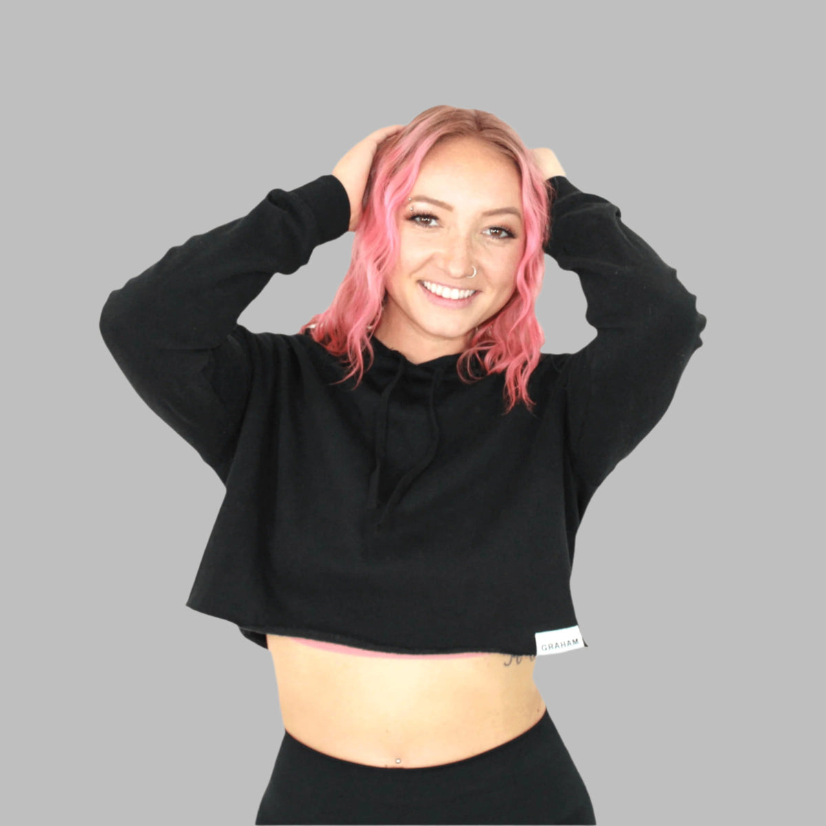 Womens Black Crop Hoodie