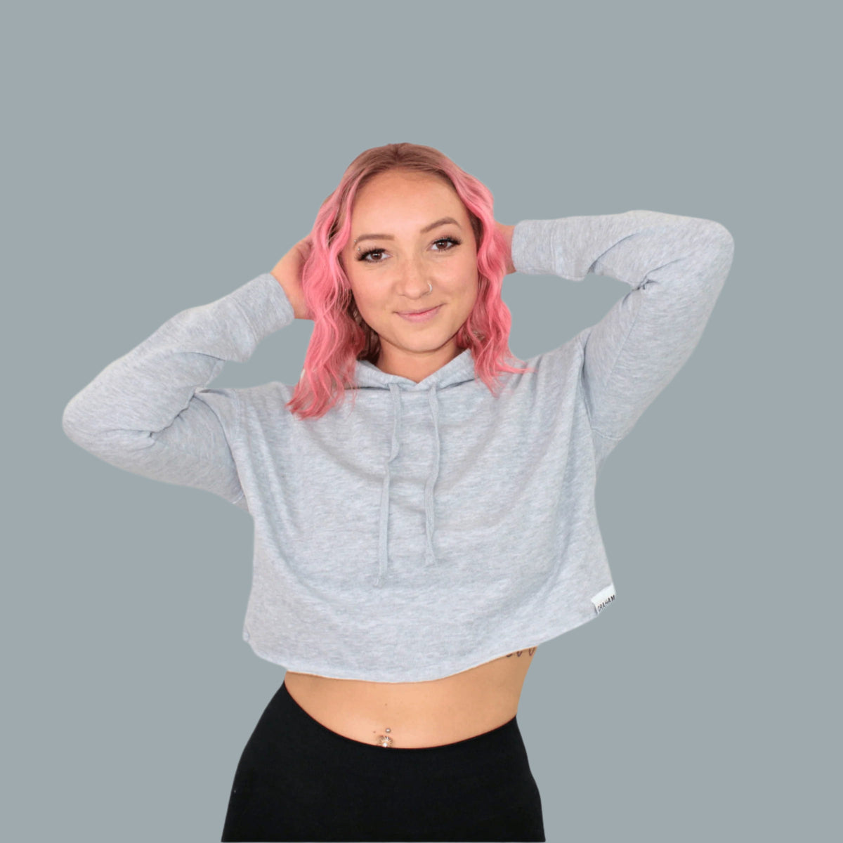 Women's Heather Grey Crop Hoodie