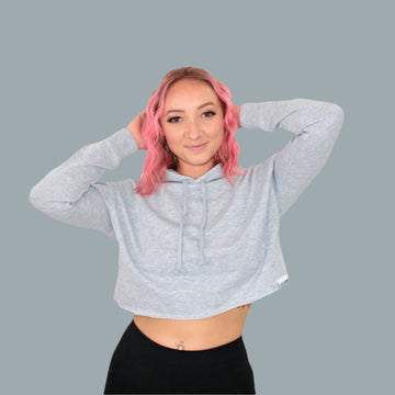 Women's Heather Grey Crop Hoodie