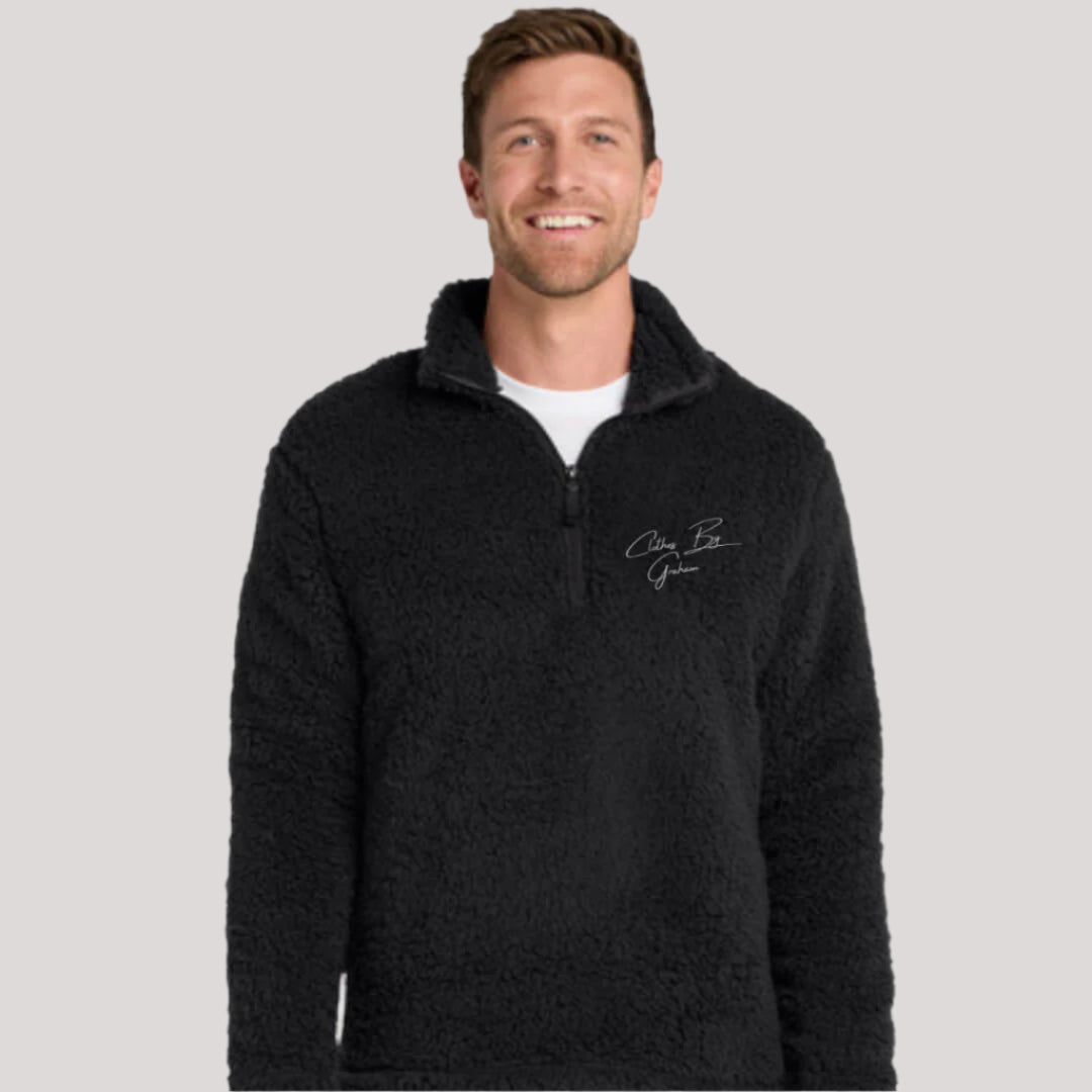 Men's Black Fuzzy Quarter Zip