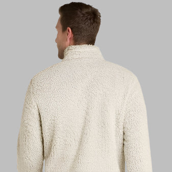 Mens Oatmeal Fuzzy Quarter Zip